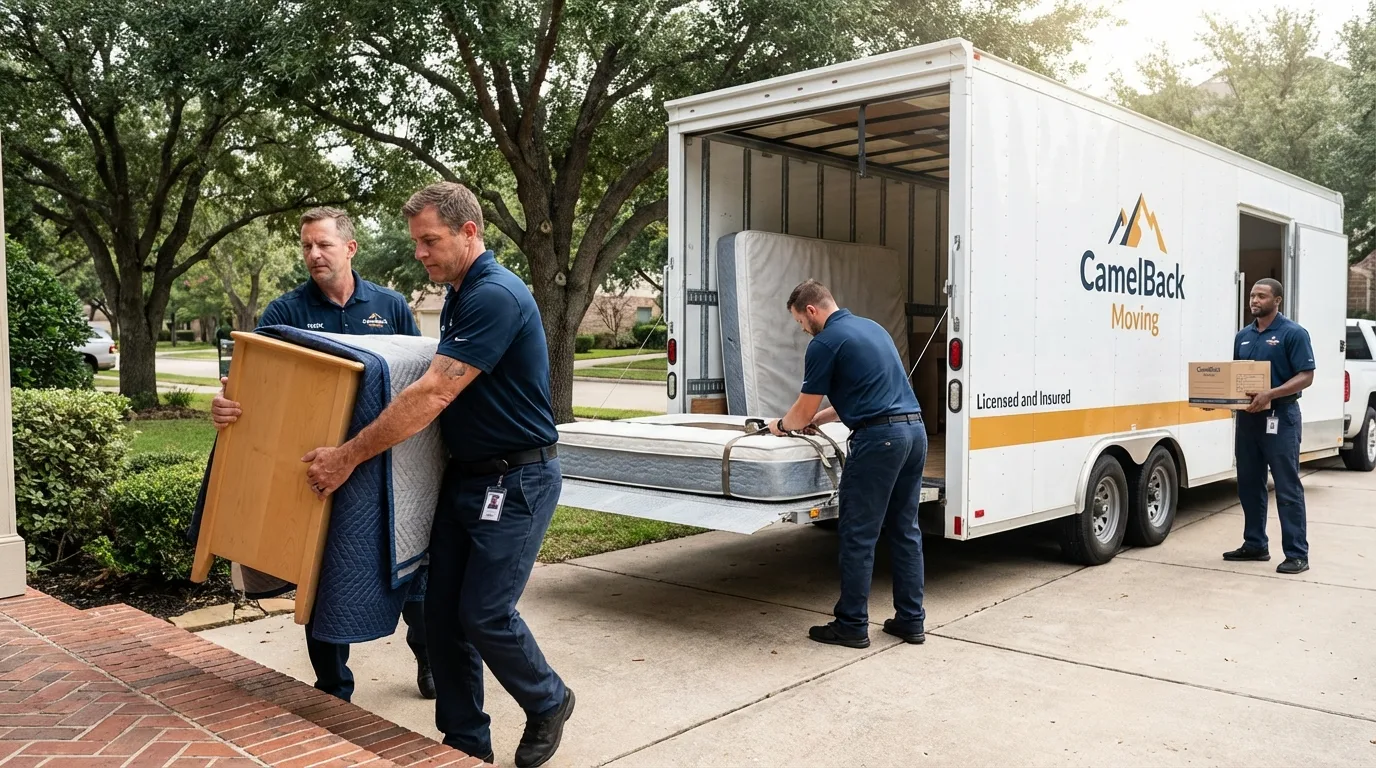 Crew loading residential truck for cross-state move from Cochranton, PA
