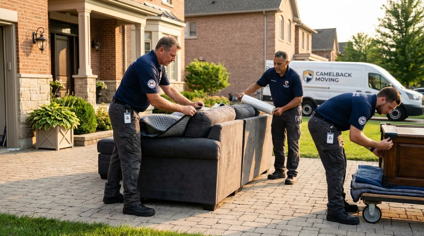 Large estate moving crew wrapping furniture in Cochranton, PA