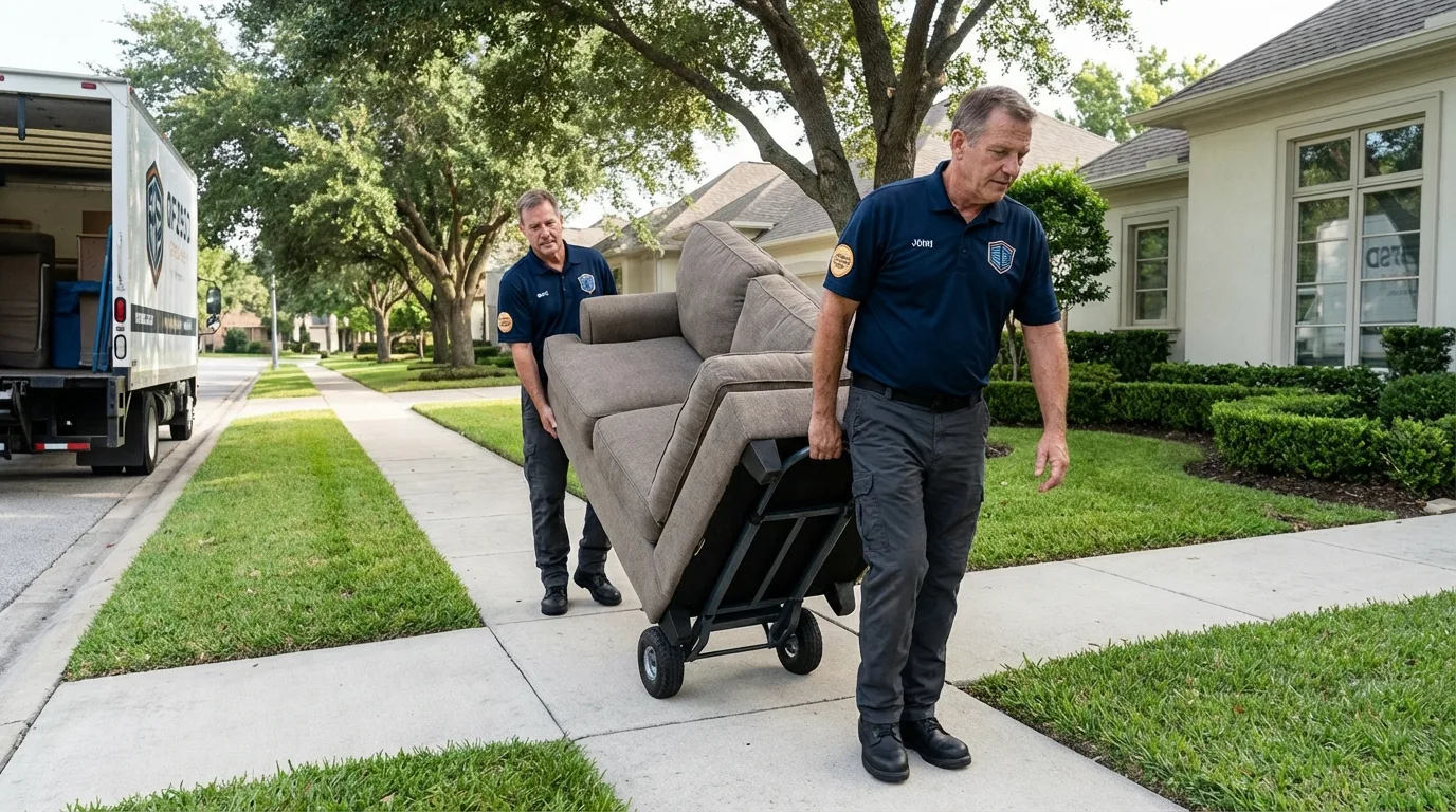 Local residential moving crew loading furniture in Cochranton, PA